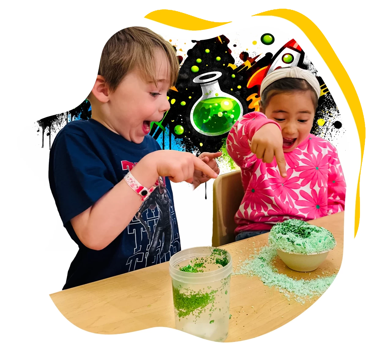 Children learning chemistry and physics through interactive summer activities