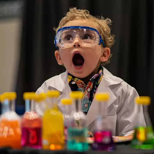 Young scientists exploring chemical reactions in classroom