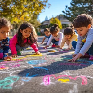 Preschool children participating in fun outdoor science activities during summer at Brooklyn Science Spot