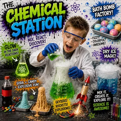 Children participating in exciting chemistry experiments during after-school STEM class